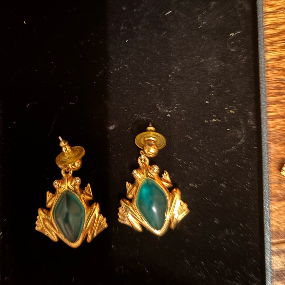Gold and Teal Statement Earrings